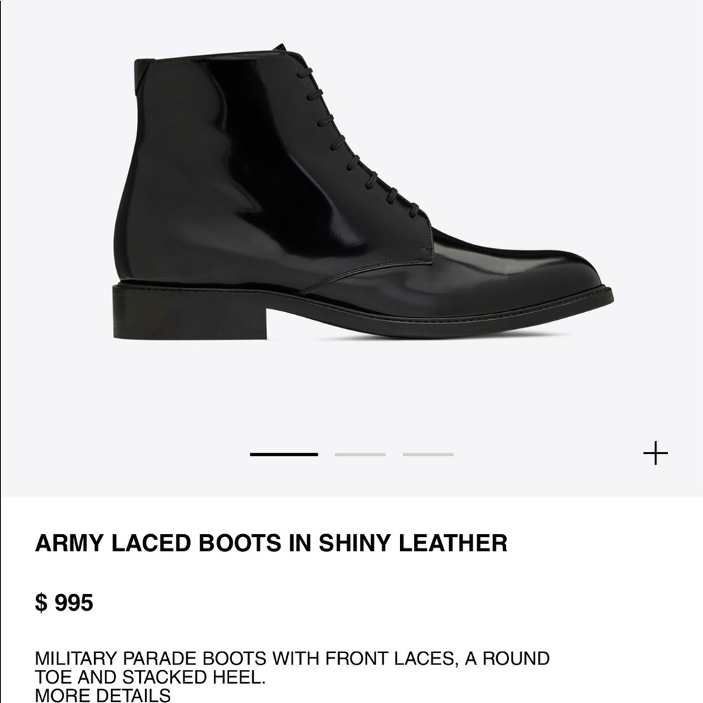 Army laced Boots in Shiny Leather